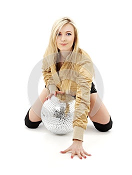 Golden jacket girl with disco ball #4