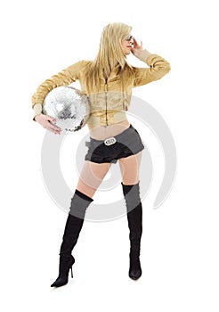 Golden jacket girl with disco ball