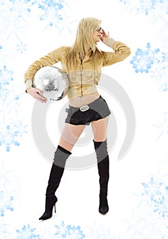 Golden jacket girl with disco ball