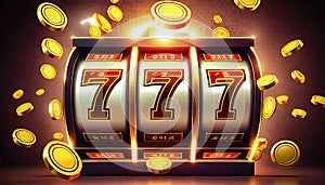 Golden Jackpot: Triple Sevens on Slot Machine - Generative AI