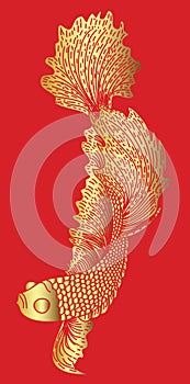Golden Japanese Fighting fish tattoo design vector for sticker.