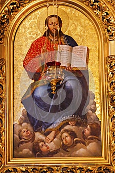 Golden Jesus Icon Basilica Saint Michael Cathedral Kiev Ukraine photo