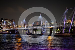 Golden Jubilee foot bridge over Thames at night