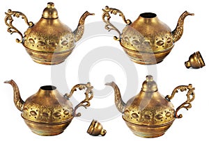 Golden kettle with engravings