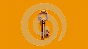 Minimalist 1980s Key Design On Orange Background photo