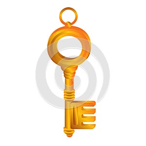 Golden key, cartoon illustration, isolated object on white background, vector illustration photo