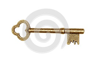 Golden key isolated on white