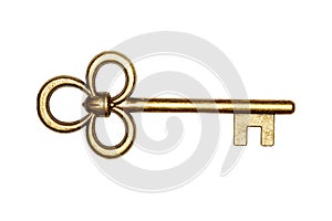 Golden key isolated on white