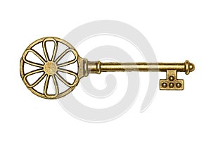 Golden key isolated on white