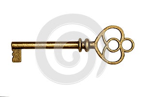 Golden key isolated on white