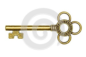 Golden key isolated on white