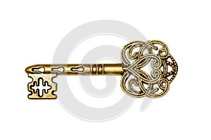 Golden key isolated on white