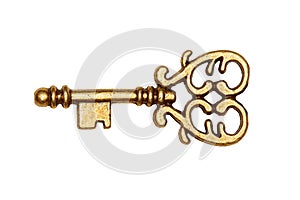 Golden key isolated on white