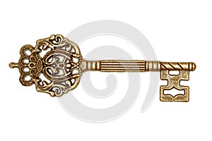 Golden key isolated on white