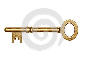 Golden key isolated on white