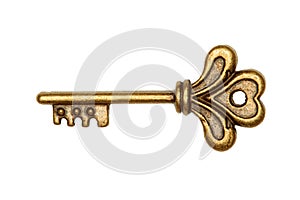 Golden key isolated on white