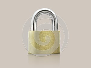 Golden key locked on beige background. concept security