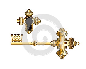 Golden key with Orthodox Christian symbols.