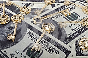 Golden keys on dollars