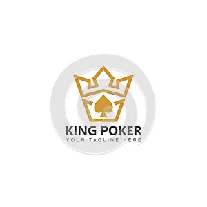 Golden King Poker logo design vector