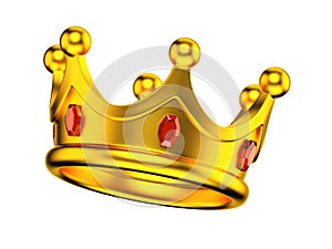 Golden king`s crown isolated on white background 3d rendering