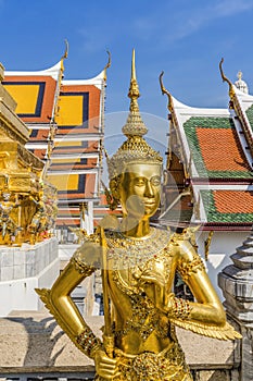 Golden Kinnaree Angel Statue Grand Palace Bangkok Thailand