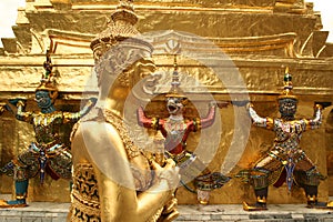 golden kinnari bangkok grand palace thailand