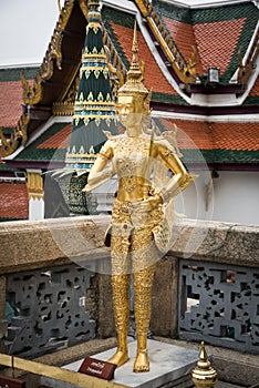 Golden Kinnari statue at Grand Palace, Bangkok