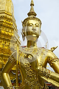 Golden Kinnon (Kinnaree) Statue at Grand Palace Bangkok Thailand