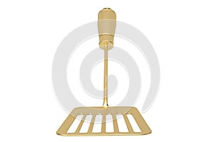 Golden Kitchen shovel Isolated On White Background, 3D rendering. 3D illustration