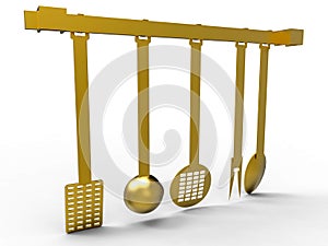 Golden kitchen tools