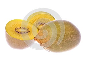 Golden Kiwi Fruits Macro Isolated