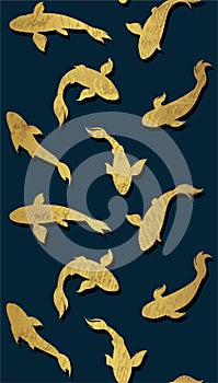Golden koi fish pattern. Vector