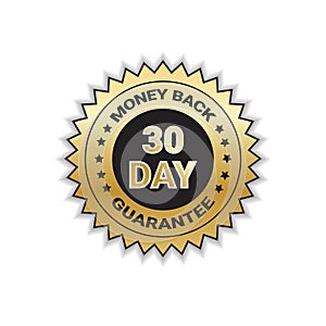 Golden Label Money Back In 30 Days With Guarantee Template Stamp Isolated