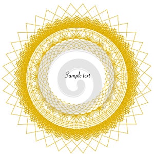 Golden lace circle frame vector