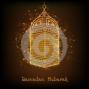 Golden lamp for Muslims holy month Ramadan Kareem celebration.