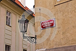 Golden Lane at Prague Castle street sign.