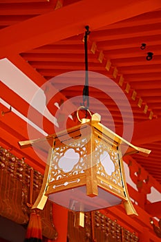 Golden lantern in japanese temple