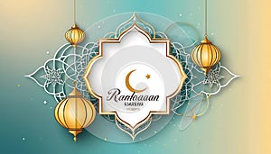 Elegant Ramadan Kareem - Golden Lanterns and Intricate Islamic Design photo