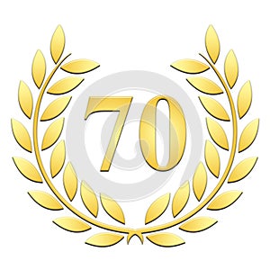 Golden Laurel wreath for 70th anniversary on a white background