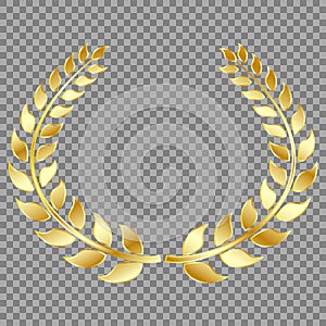 Golden Laurel wreath, isolated on gray background. Vector element for your design.