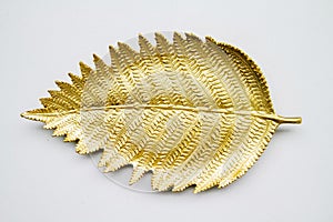 Golden leaf shape plate