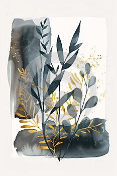 Golden Leaves and Silver Charcoal: A Vibrant and Simple Digital