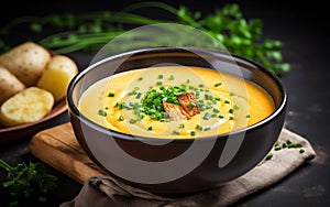 Golden Lentil Soup Bowl with Garnish