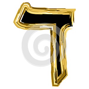 The golden letter Dalet from the Hebrew alphabet. gold letter font Hanukkah. vector illustration on isolated background photo