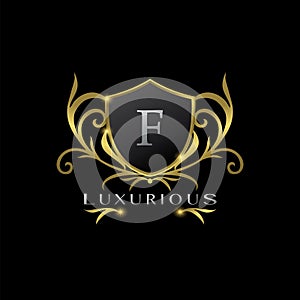 Zlatý list luxusní štít označení organizace nebo instituce vektor luxus obchod identita 