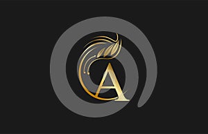 Golden Letter A Typography FLourishes Rounded Logogram Beauty