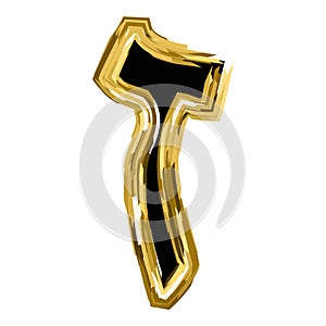 Golden letter Zain from the alphabet Hebrew. gold letter font Hanukkah. vector illustration on isolated background
