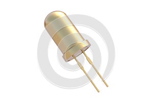Golden light diode isolated on white background