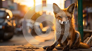 Golden Light: Foxes Embracing Indian Pop Culture On City Streets photo